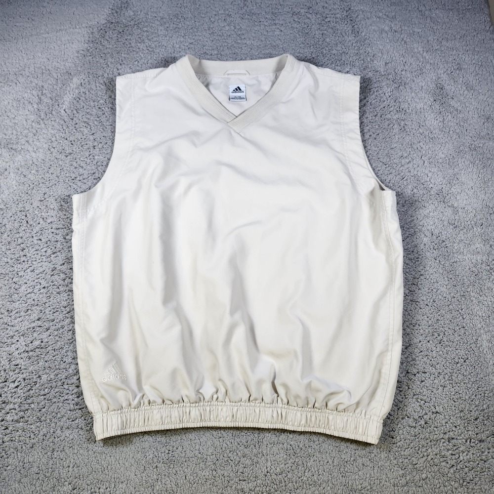 Adidas Climashell Wind VTG Golf Vest Men XL Mesh Lined V Neck Beige